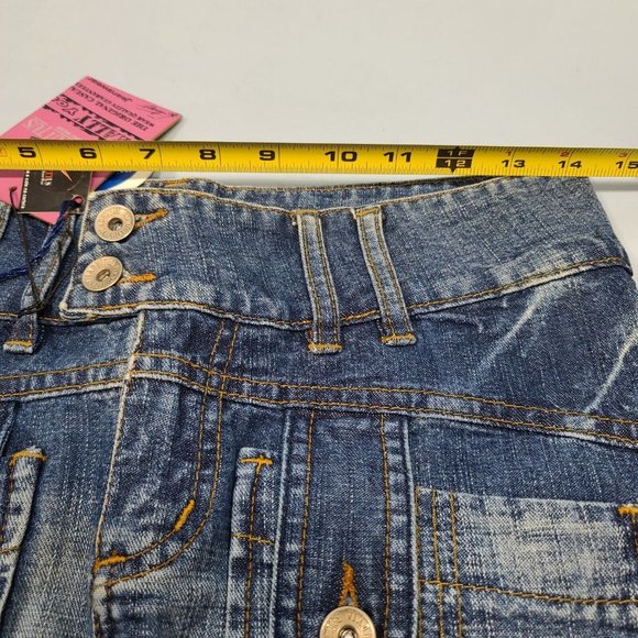 VIA DUTTUS 11.5" Brazilian Denim Blue Jean Skirt Womens Size 0 NWT - Picture 10 of 11